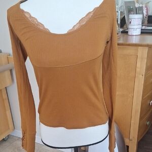 Free People Women's Copper Long Sleeve Top Size M